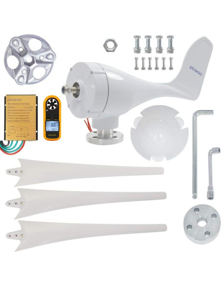 Generador Eólico Pikasola 400W 12V 3 Aspas para Hogar