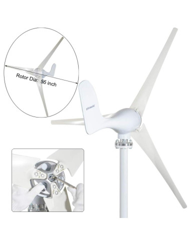 Generador Eólico Pikasola 400W 12V 3 Aspas para Hogar