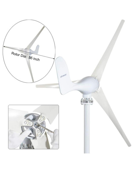 Generador Eólico Pikasola 400W 12V 3 Aspas para Hogar