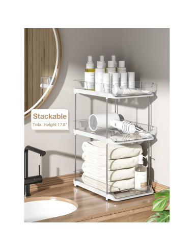 Organizador de Baño Delamu 2 Niveles Acrílico Blanco