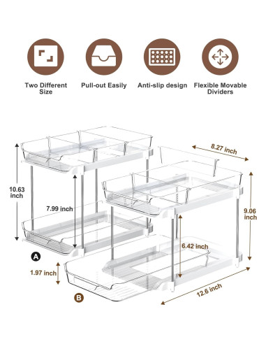 Organizador de Baño Delamu 2 Niveles Acrílico Blanco