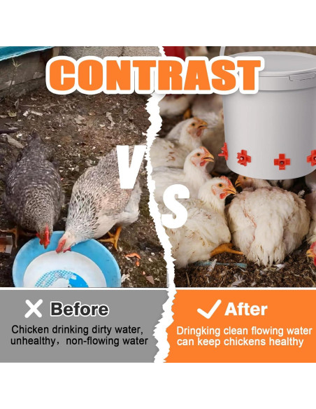 Pack de 6 Bebederos de Pezón para Pollos RRQKMBO Sin Fugas