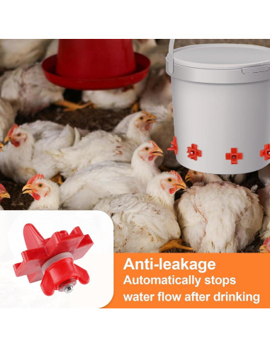 Pack de 6 Bebederos de Pezón para Pollos RRQKMBO Sin Fugas