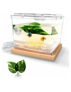 Kit Acuario Mini Betta Moonorange 0.76L con Luz LED