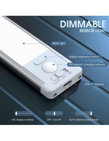 Luces Bajo Gabinete MCGOR 40 LED Sensor Movimiento Inalámbricas