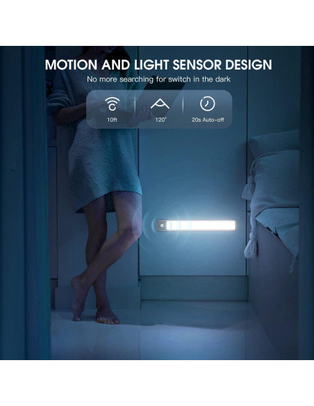 Luces Bajo Gabinete MCGOR 40 LED Sensor Movimiento Inalámbricas