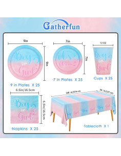 Suministros Baby Shower Gatherfun Revelación de Género 25 Pzs 2