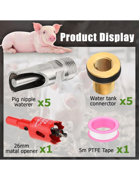 Kit Bebedero Automático Cerdo Ullnosoo 5 Piezas Acero Inoxidable