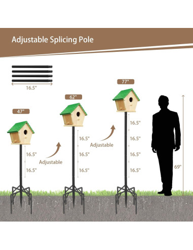 Poste para Casa de Aves ReTang 195 cm Ajustable Metal