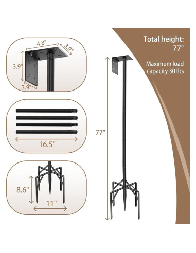 Poste para Casa de Aves ReTang 195 cm Ajustable Metal