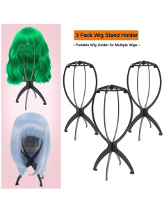 Soporte para Pelucas Plegable 3 Pack AIAIZHQH Negro 2
