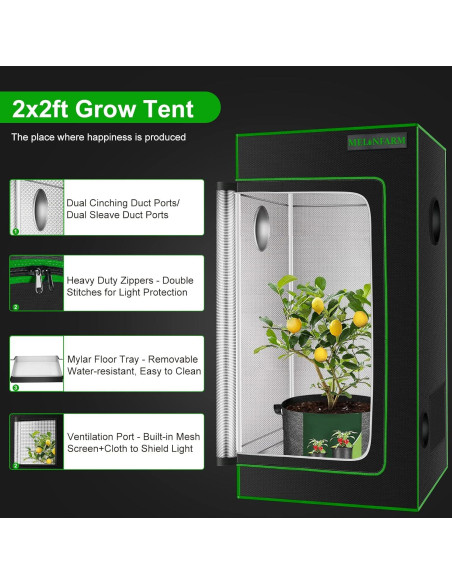 Carpa de Cultivo MELONFARM 2x2m con Ventana y Bandeja