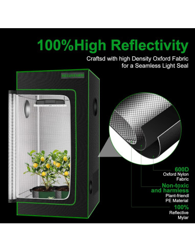 Carpa de Cultivo MELONFARM 2x2m con Ventana y Bandeja