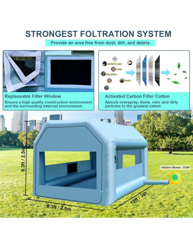 Cabina de Pintura Inflable LVAOSTT 3x2.5x2.5m con Ventilador