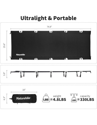 Cama de Camping Naturehike Ultraligera 2,18 kg Verde Plegable