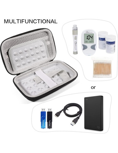 Estuche de Viaje Diabético Seqoiyia Pequeño Negro con Organizador