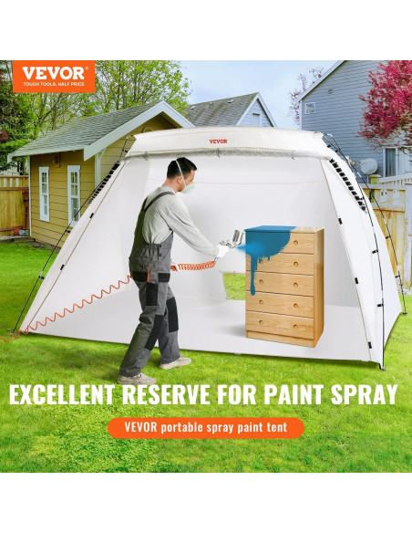Cabina de Pintura Portátil VEVOR 3,05x2,13x1,83 m con Suelo