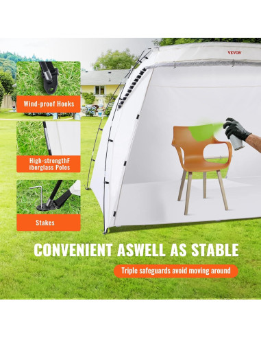 Cabina de Pintura Portátil VEVOR 3,05x2,13x1,83 m con Suelo