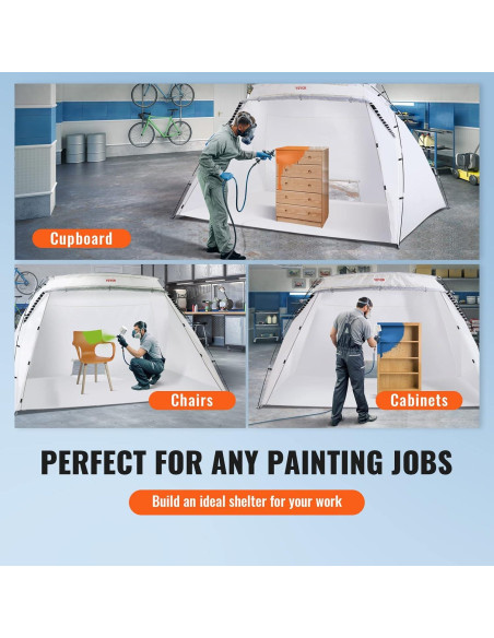 Cabina de Pintura Portátil VEVOR 3,05x2,13x1,83 m con Suelo