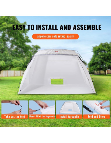 Cabina de Pintura Portátil VEVOR 3,05x2,13x1,83 m con Suelo