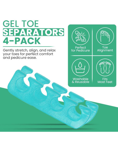 Separadores de Dedos de Gel Iconikal 8 Piezas Reutilizables