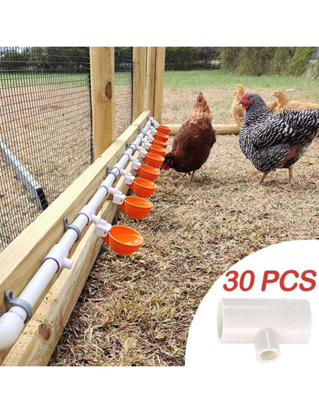 30 Accesorios Tee PVC Bebederos Pollo DredQcco 5cm