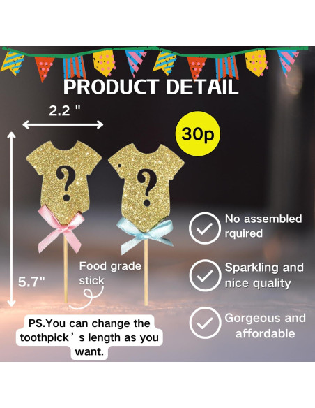 Adornos de Cupcake Alissar 30 Piezas Revelación de Género