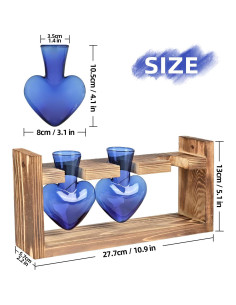 Terrario de Plantas MTsigns Corazón con Soporte de Madera 2