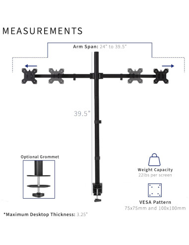 Soporte de Escritorio Doble VIVO para Monitores 27-38"