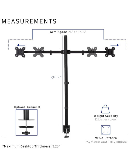 Soporte de Escritorio Doble VIVO para Monitores 27-38"