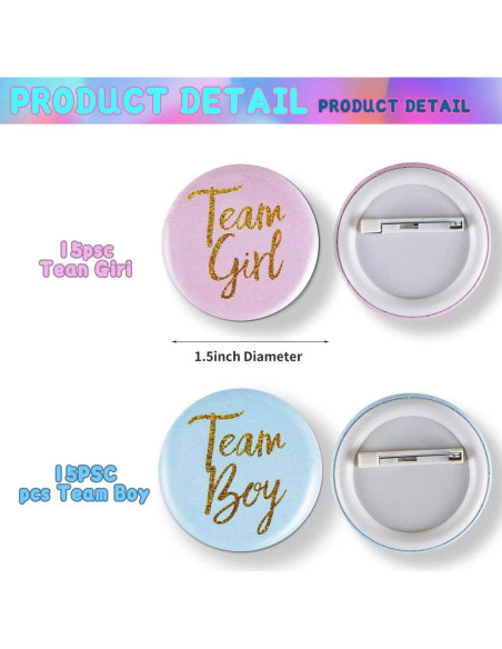 Pins de Botón Revelación de Género 30 Pcs - Gentlife Pins de Botón Revelación de Género 30 Pcs - Gentlife