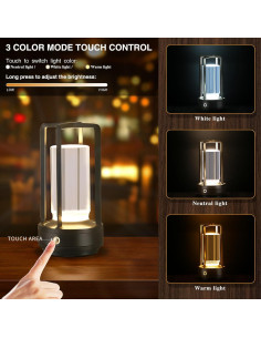 Lámpara de Mesa LED Recargable Anxingtools 23.8cm Negra 2