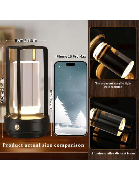 Lámpara de Mesa LED Recargable Anxingtools 23.8cm Negra