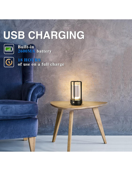 Lámpara de Mesa LED Recargable Anxingtools 23.8cm Negra