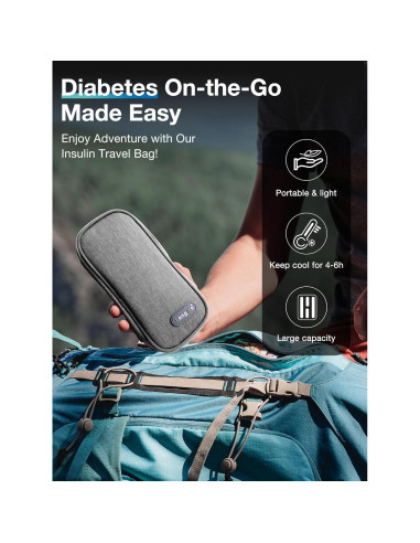 Bolsa Aislada para Insulina Leng Ke - Diabética Gris