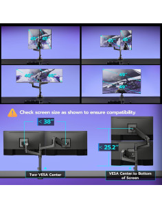 Soporte Doble para Monitor ARES WING 17-49" Negro 2