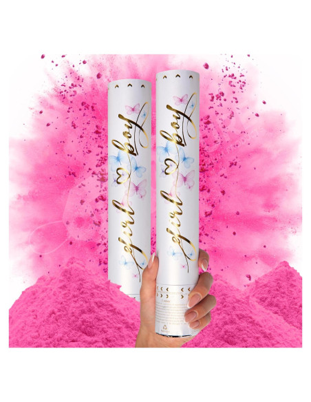 Cañones de Confeti Revelación de Género PrimePure - Rosa