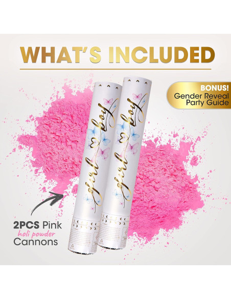 Cañones de Confeti Revelación de Género PrimePure - Rosa