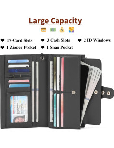 Cartera Grande de Cuero Genuino SENDEFN con Bloqueo RFID 2