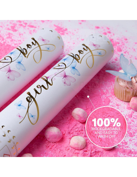 Cañones de Confeti Revelación de Género PrimePure - Rosa