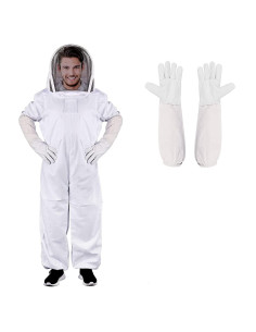 Traje de Apicultor ECKXCH XL con Guantes y Capucha Ventilada