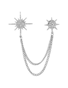 Broche de Estrella Plateado MBAIYO con Rhinestones 15cm