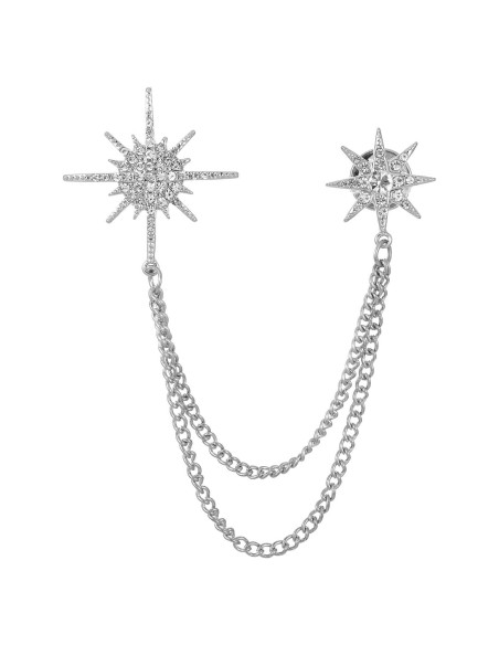 Broche de Estrella Plateado MBAIYO con Rhinestones 15cm