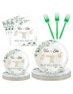 Sunnyray 96 Pzs Vajilla Baby Shower Revelación de Género Verde