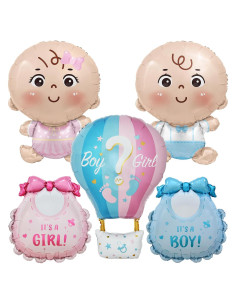 Globos de Revelación de Género CON GRADS 5 Pcs Rosa y Azul