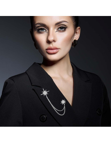 Broche de Estrella Plateado MBAIYO con Rhinestones 15cm