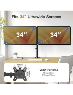 Soporte Doble para Monitor ErGear 13 a 34 Pulgadas Negro 2