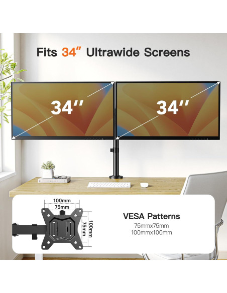 Soporte Doble para Monitor ErGear 13 a 34 Pulgadas Negro