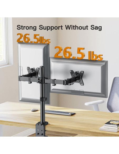 Soporte Doble para Monitor ErGear 13 a 34 Pulgadas Negro