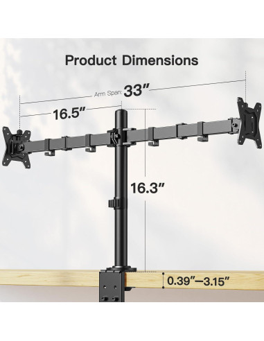Soporte Doble para Monitor ErGear 13 a 34 Pulgadas Negro